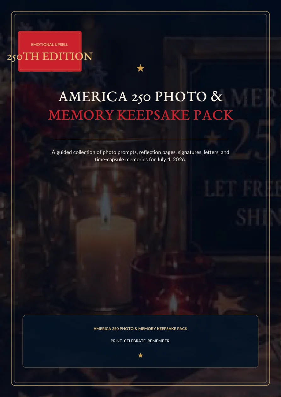 America 250 photo and memory keepsake pack cover