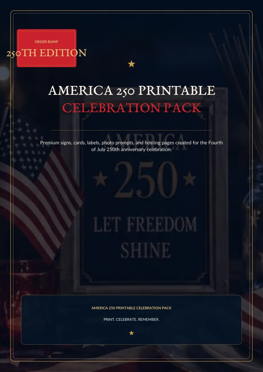 America 250 printable celebration pack cover